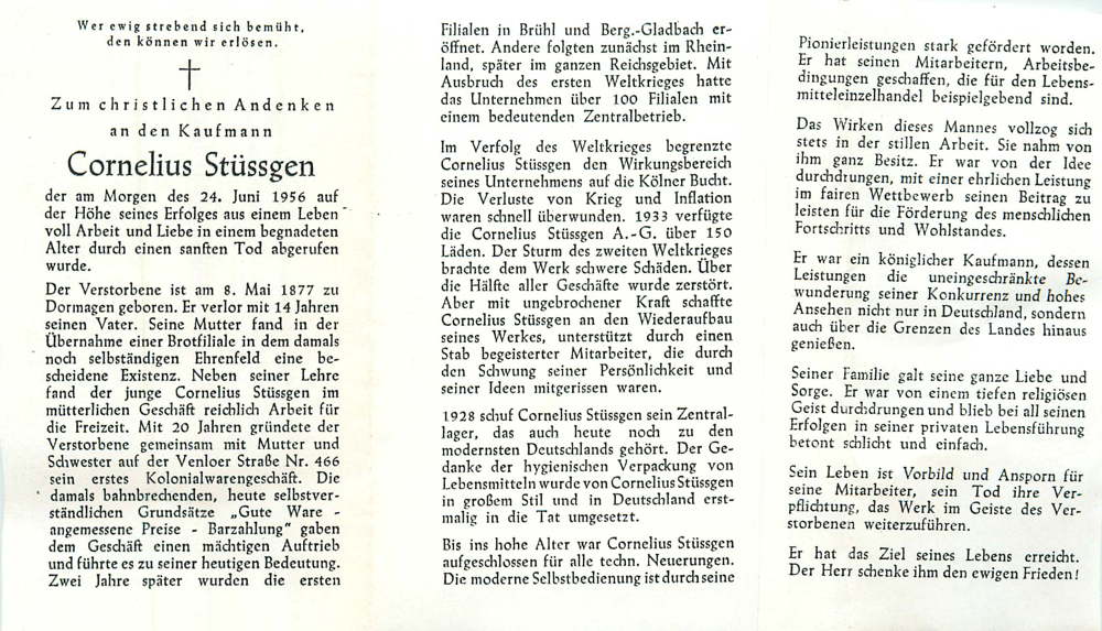 Totenzettel Cornelius Stüssgen